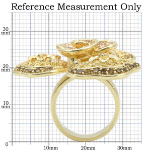 0W312 - Gold Brass Ring with AAA Grade CZ in Multi Color