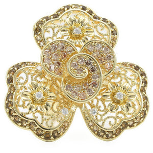 0W312 - Gold Brass Ring with AAA Grade CZ in Multi Color