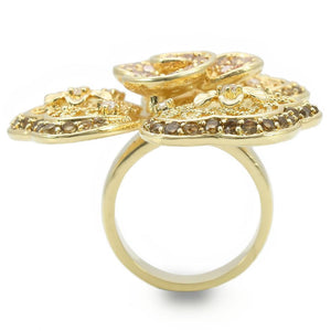 0W312 - Gold Brass Ring with AAA Grade CZ in Multi Color