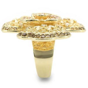 0W312 - Gold Brass Ring with AAA Grade CZ in Multi Color