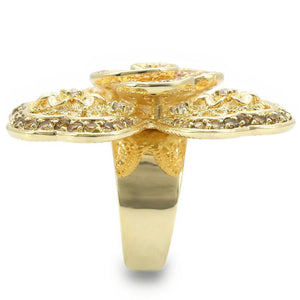 0W312 - Gold Brass Ring with AAA Grade CZ in Multi Color