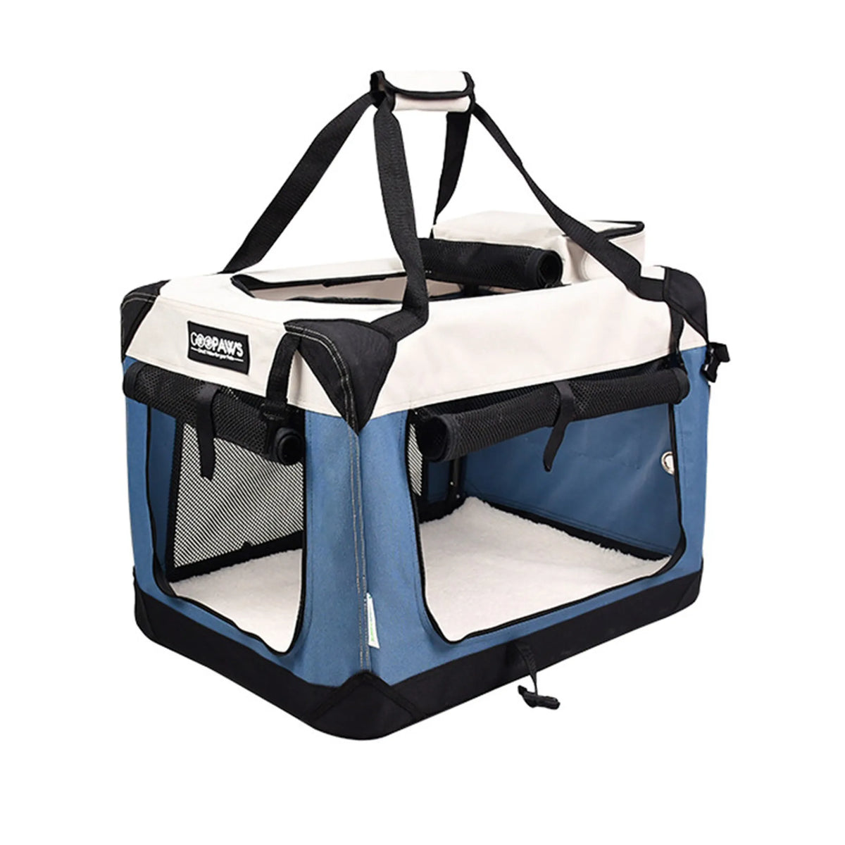 3-Door Collapsible Soft-Sided Pet Crate with Fleece Bed