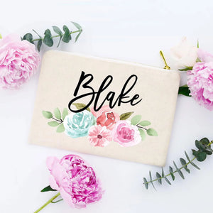 Floral Personalized Cosmetic Bag