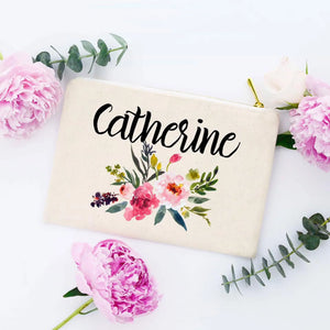 Floral Personalized Cosmetic Bag