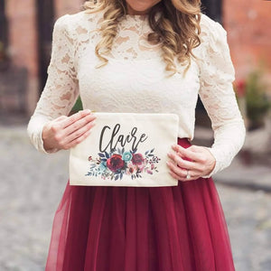 Floral Personalized Cosmetic Bag