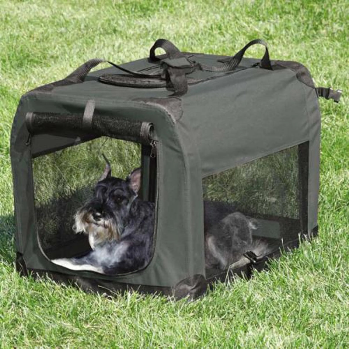 Soft-Sided Dog Crate – Gray, Multiple Sizes