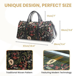 Morning Garden Black Big Holdall Weekender Bag