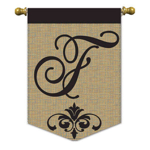 Elegant Monogram Burlap Garden Flag