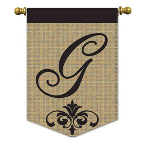Elegant Monogram Burlap Garden Flag
