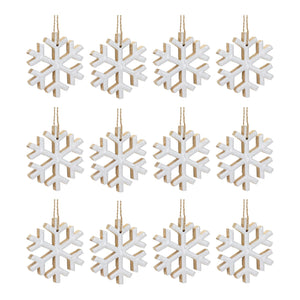 Wood Snowflake Ornament - Pack Of: Set of 12 | Materials: Mdf | Décor style: Rustic