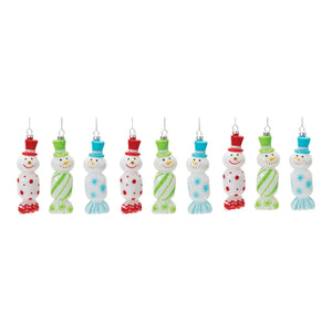 Glass Snowman Candy Ornament