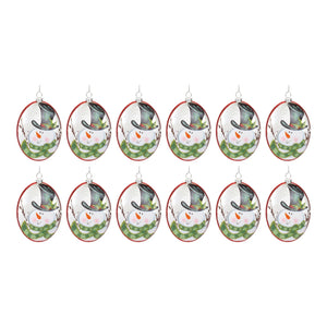 Glass Snowman Disc Ornament