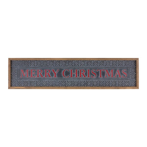 Ornate Metal Merry Christmas Sign - Materials: Metal; wood