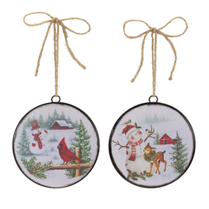 Woodland Snowman Disc Ornament