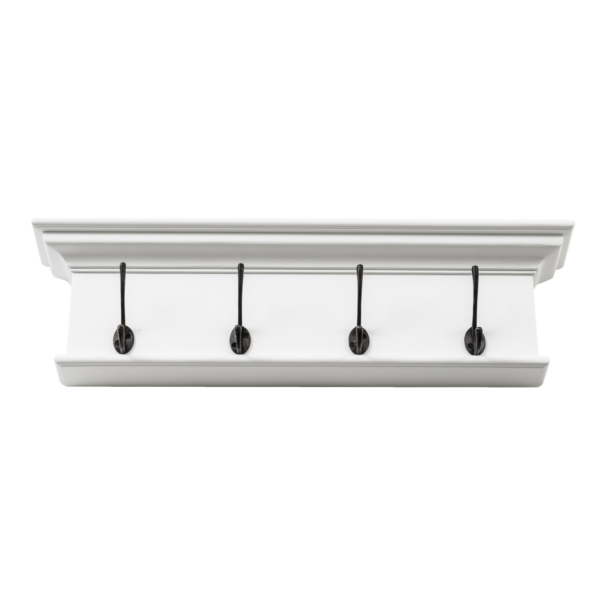 28" Classic White Wood Four Hook Hanging Coat Rack