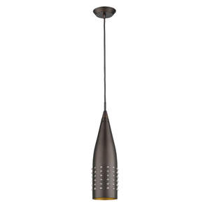 Narrow Bronze Hanging Light with Glass Studs