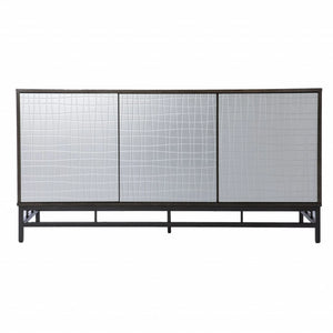 Contemporary Grid Lines Three Door Accent Cabinet