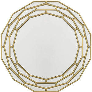 35" Gold Round Framed Accent Mirror
