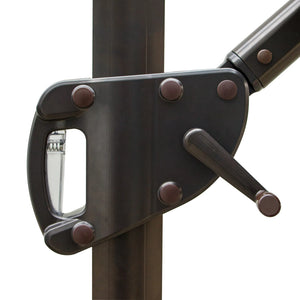 10' Black Polyester Square Tilt Cantilever Patio Umbrella With Stand