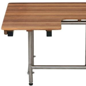 Wall Mount Teak Rectangular Shower Bench With Legs