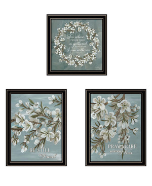 Set Of Three "Pray More And Worry Less" Black Framed Wall Art
