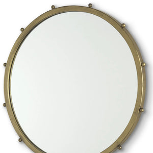 Metal Beaded Round Framed Accent Mirror