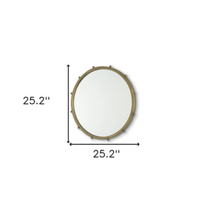 Metal Beaded Round Framed Accent Mirror