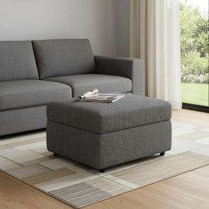 Light Chenille Storage Ottoman