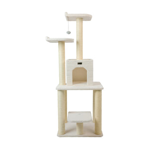 62-Inch Cat Tree with Condo & Two Perches – Ivory