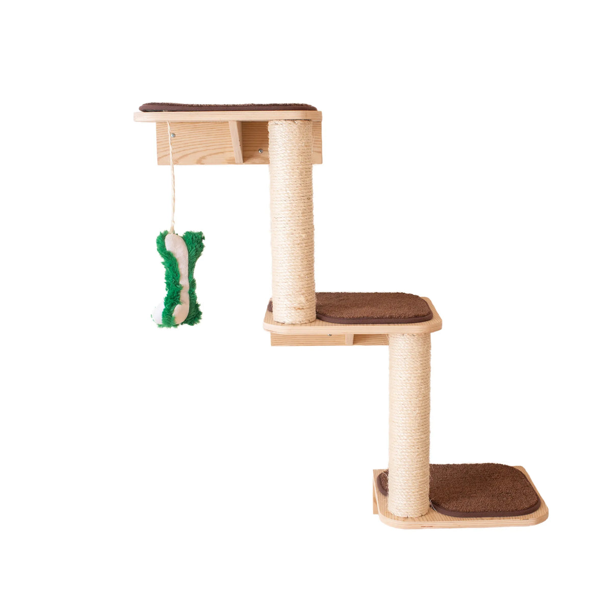 Wall-Mounted Cat Climber with Scratching Posts & Toy