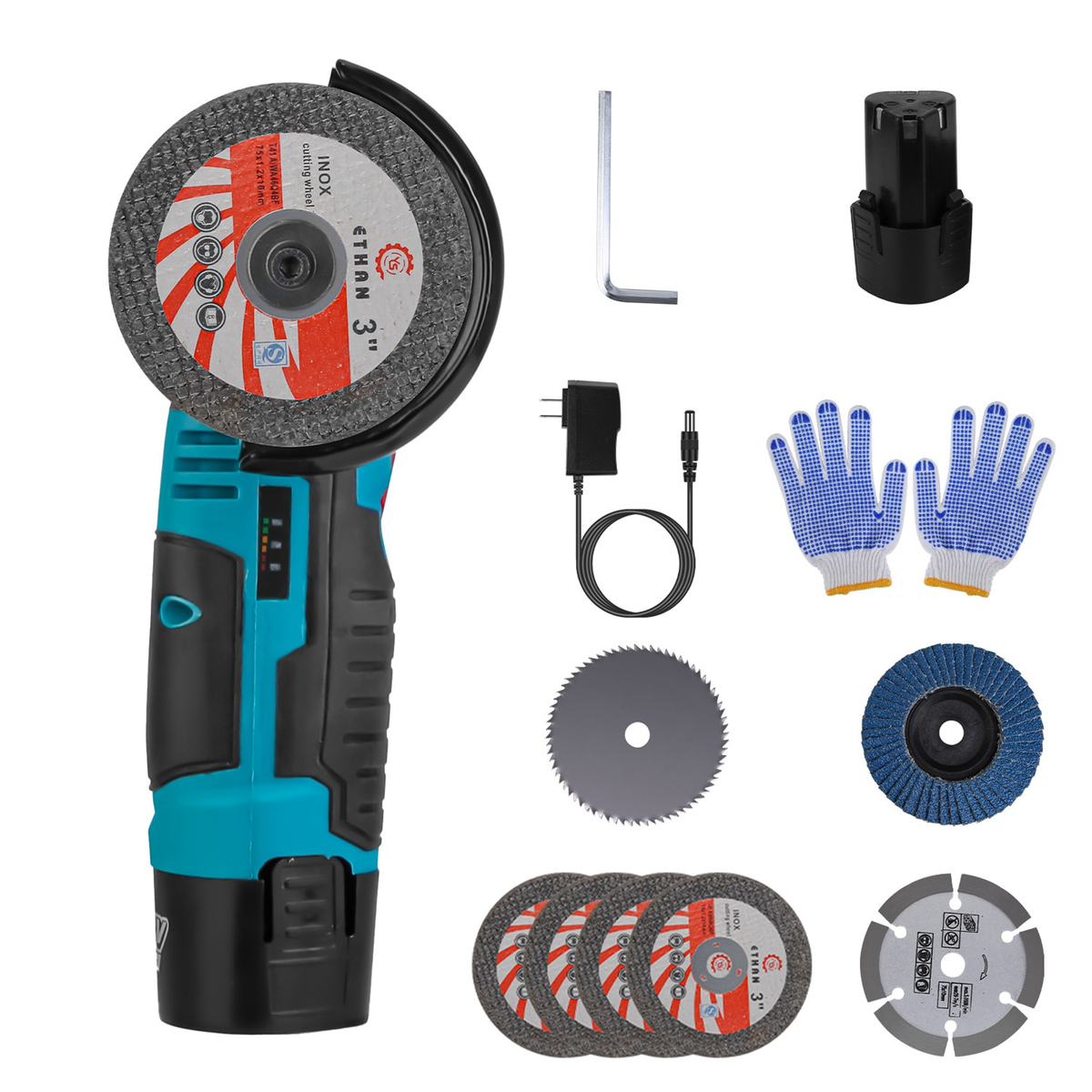 12V Cordless Mini Angle Grinder Kit – view 1