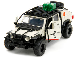 Jeep Gladiator Pickup Truck with Equipment Shell Beige with Graphics "Biosyn Genetics" "Jurassic World Dominion" (2022) Movie "Hollywood Rides" Series 1/32 Diecast Model Car by Jada