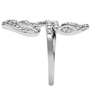 3W138 - Rhodium Brass Ring with AAA Grade CZ in Clear