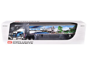 Kenworth W900L with 86" Studio Sleeper and 53' Utility Trailer with Skirts "Walinga" White with Blue Graphics 1/64 Diecast Model by DCP/First Gear
