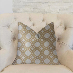 Plutus Medallion Eclipse Beige and Gray Luxury Throw Pillow