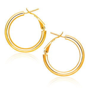 14k Yellow Gold High Polish Hoop Earrings(2x20mm)