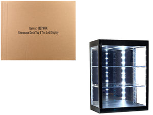 Showcase 3 Tier Display Case with Mirror Back Panel and LED Lights for 1/64-1/18 Scale Models