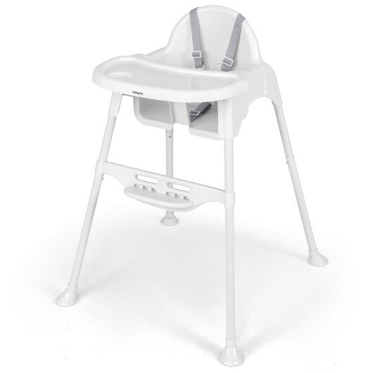 4 in 1 Convertible Kids Dining High Chair with Adjustable Removable Tray and Footrest-Pink