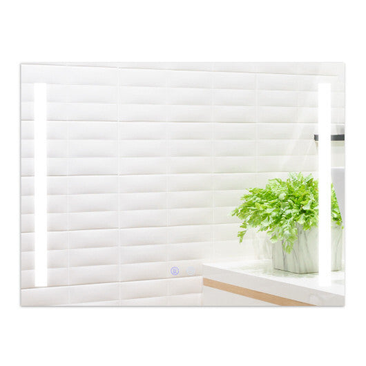 32 x 24 Inch Quadrate Wall Mirror with 3-Color Lights and Anti-Fog Function