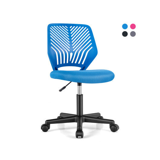 Height-adjustable Ergonomic Kids Desk Chair with Universal Casters-Pink