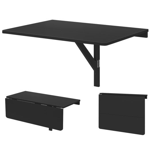 31.5 x 23.5 Inch Wall Mounted Folding Table for Small Spaces-Black - Color: Black