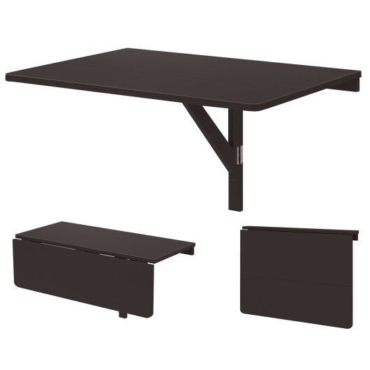 31.5 x 23.5 Inch Wall Mounted Folding Table for Small Spaces-Brown - Color: Brown