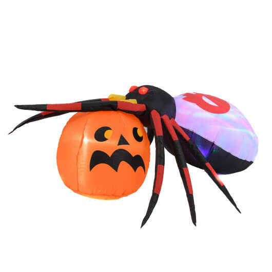 4.9 x 4.6 Feet Inflatable Spider with Pumpkin and Rotating Light