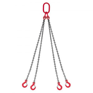Chain Sling, 1/4 in x 5 ft Lifting Chains with 4 Leg Grab Hooks, Heavy Duty G80 Alloy Steel Lifting Sling, 6600LBS Capacity, Adjustable Engine Chain Hoist Lifts for Cargo Security Towing