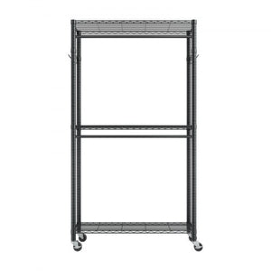 Rolling Clothes Rack, Heavy Duty Clothing Garment Rack, 3 Adjustable Tiers Clothing Racks with Carbon Steel, 450 lbs Load Capacity Closet Wardrobe for Bedroom, Clothing Store, Hallway
