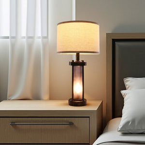 Table Lamps Set of 2, Dimmable Farmhouse Bedside Nightstand Lamps, Vintage Lamp with LED Bulb and Linen Shades, Bedside Lamp with USB C+A Ports & AC Outlet, for Living Room, Bedroom & Office