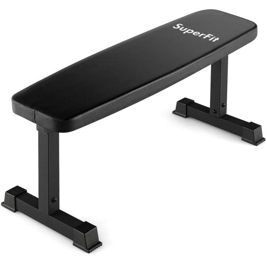 660 LBS Flat Weight Bench for Strength Training - Black