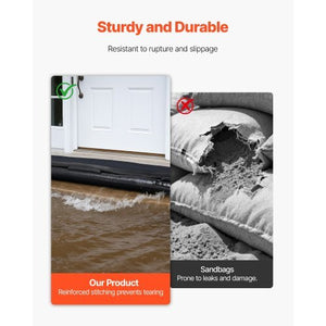 Flood Barrier, 8 Pack, 10 x 0.7 ft Flood Bags Activated by Water, Water Absorbent Barrier, Sandless Sandbags Blockage, Flooding Prevention Bags for Home, Doorway, Basement, Garage