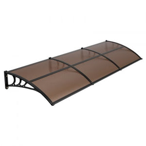 Awnings for Door Entrance, 38 x 117 in, Exterior Front Door Window Awnings with Drainage & ABS Bracket, Rain Snow Sun Protection, Overhang Polycarbonate Door Canopy for Porch Patio, Brown