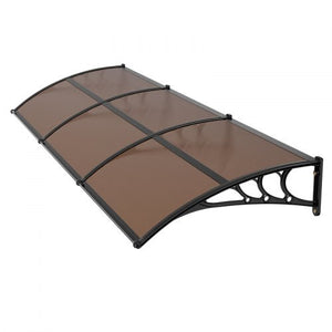 Awnings for Door Entrance, 38 x 117 in, Exterior Front Door Window Awnings with Drainage & ABS Bracket, Rain Snow Sun Protection, Overhang Polycarbonate Door Canopy for Porch Patio, Brown